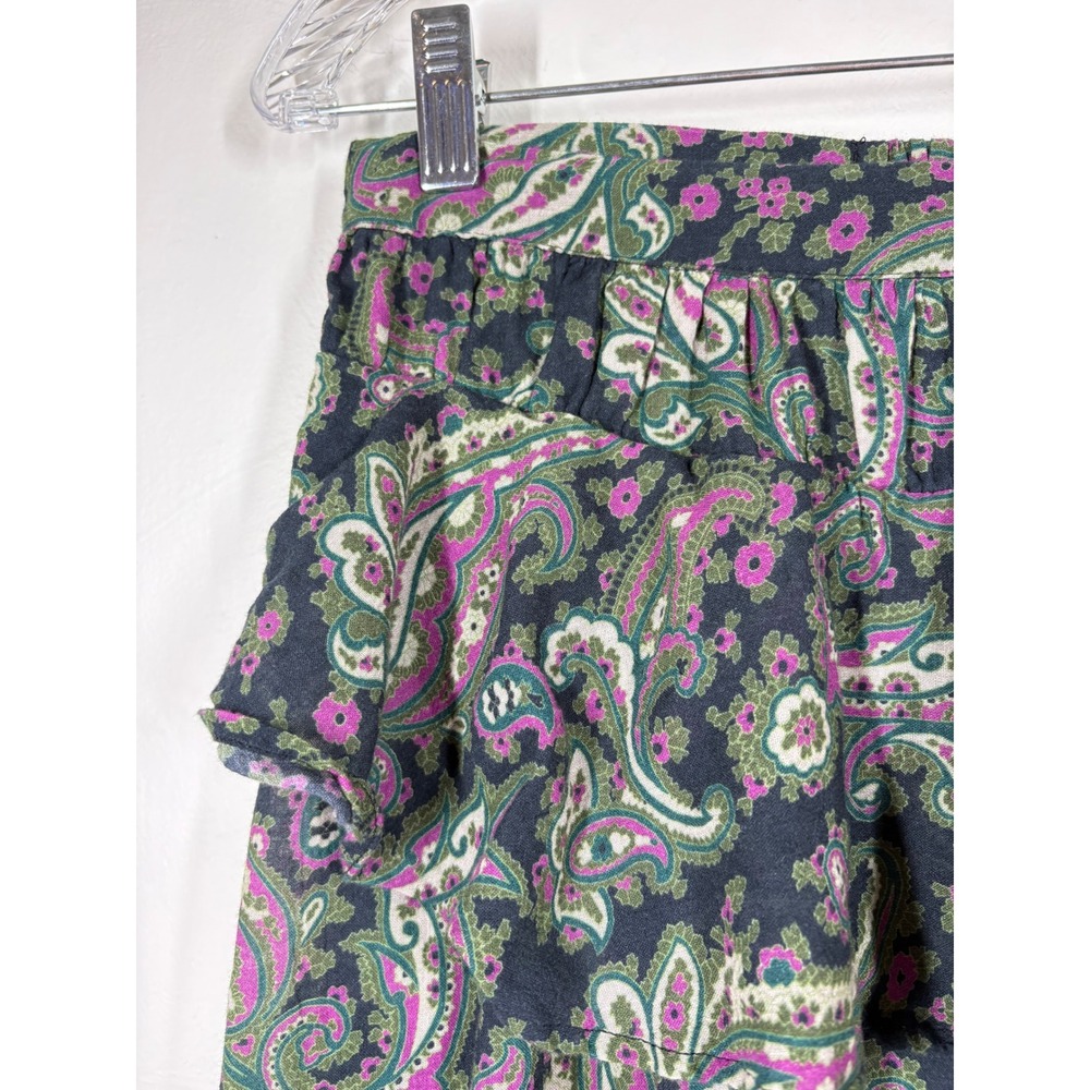 Sundance Womens Small Paisley Ruffle Cotton Midi Skirt Blue Purple Boho Floral - Picture 3 of 10